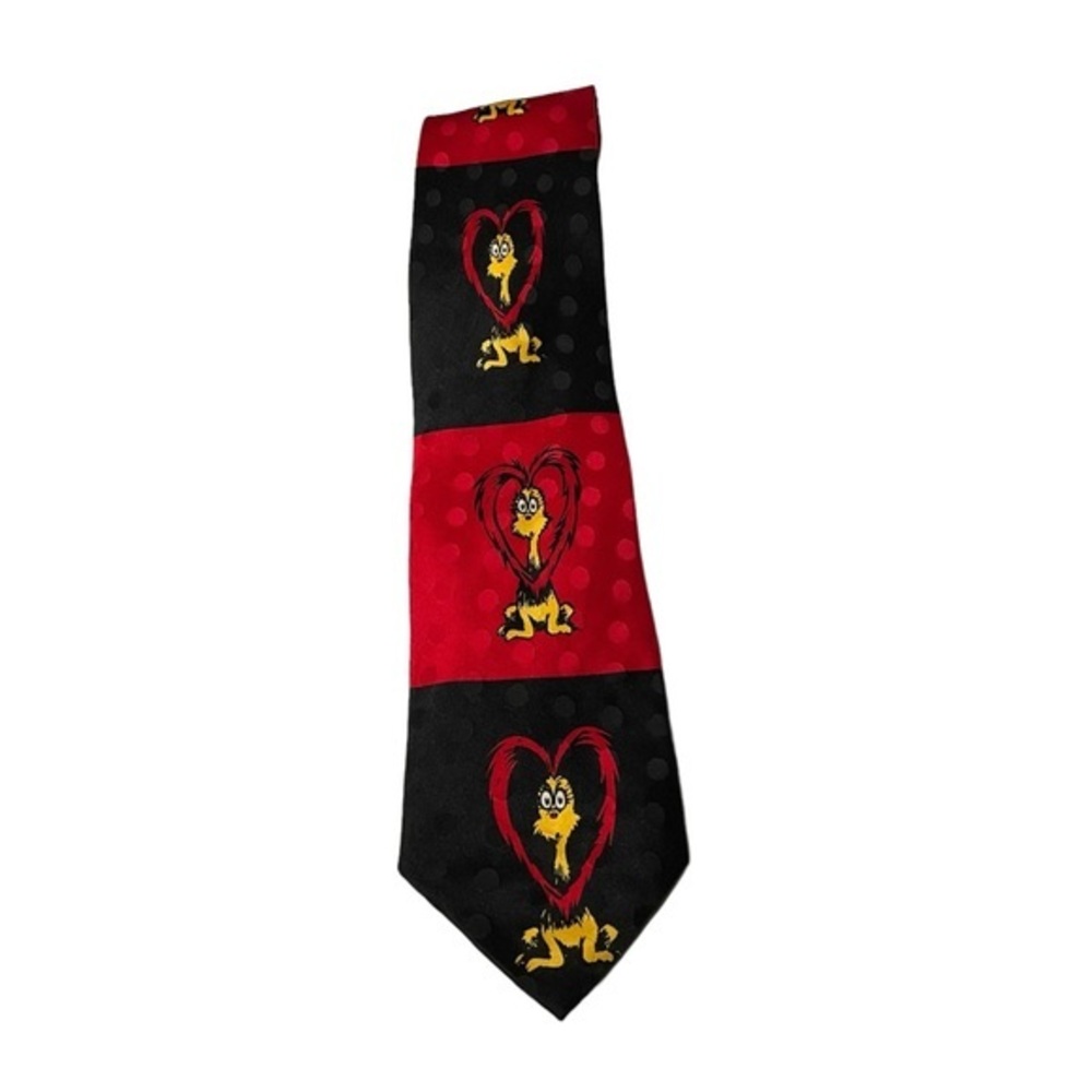 Dr. Seuss silk tie Vintage‎ 1994 red black Proo hearts novelty tie color block